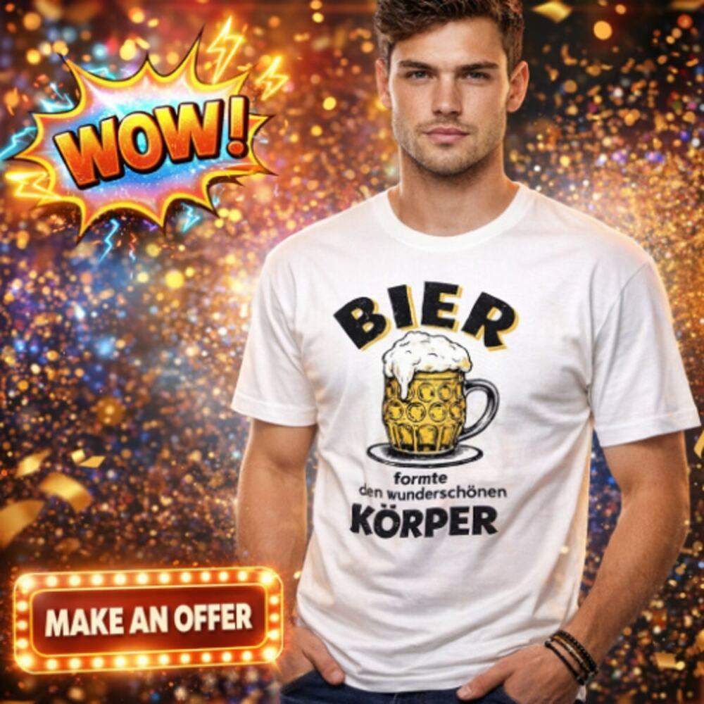 Vintage "Bier" T- Shirt Men's Large 42 Chest Short sleeve Tee Small Hole